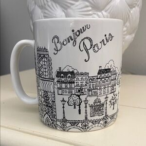 222 Fifth Bonjour Paris Black and White Mug